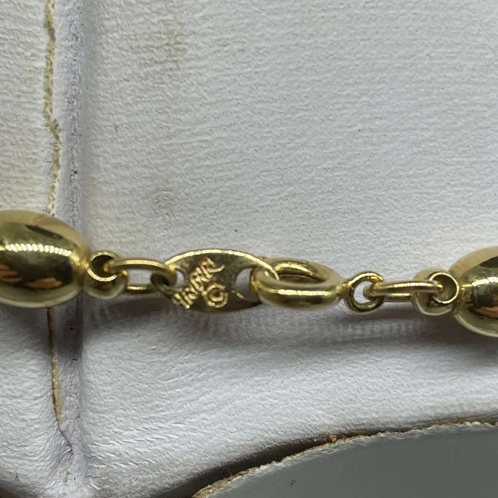 Trifari Vintage Gold Tone‎ and Black Twisted Rope Chain Necklace 24 Inch